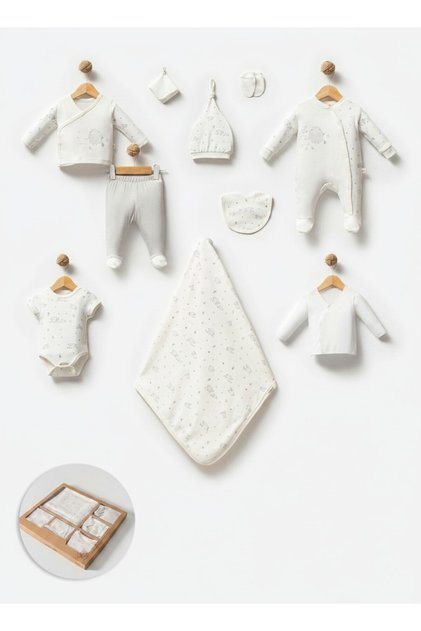Lamb Patterned 10 Piece Newborn Hospital Release Baby Set 100% Cotton