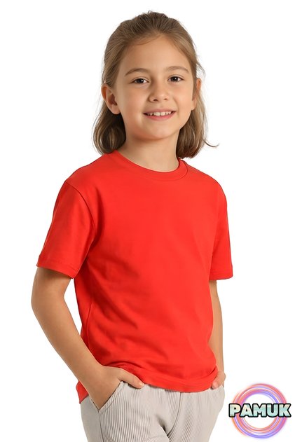 Short Sleeve Children's T-Shirt - Unisex Pomegranate Blossom Basic Cotton Crew Neck Short Sleeve Combed Cotton Children's T-Shirt