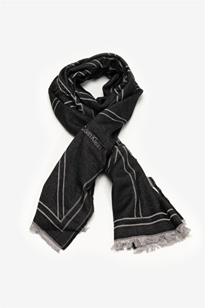 Emblem Repeat LW Shawl W Fringes Kadın Şal Siyah
