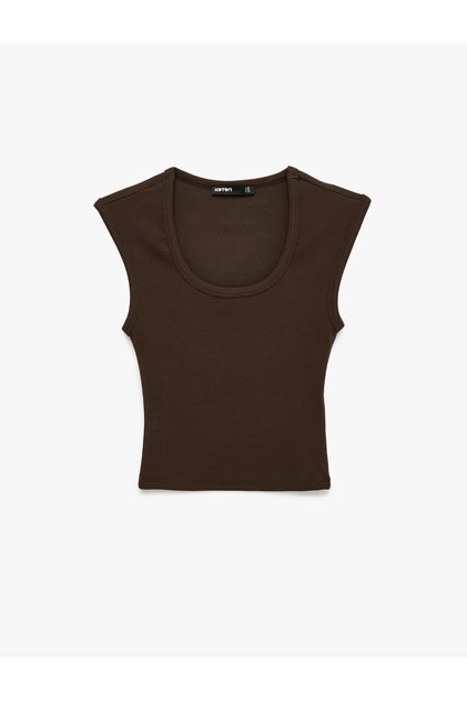 Cotton U-Neck Ribbed Sleeveless Blouse