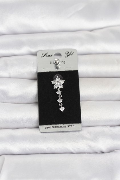 Piercing pentru buric din oțel chirurgical 316L, model floare