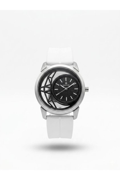 Infinity SD253100 Men’s Analog Watch with Unique Floating Dial Design, White Silicone Strap, Quartz Movement, Silver Stainless Steel Case