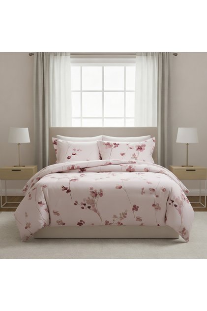 Microfiber Blossom 6pc Comforter Set Super King/ King 260*240cm