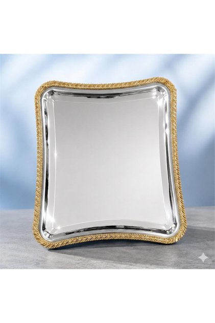 Dgn BaÅŸak Model Gold Edged Italian Presentation Tray 21X18.5 cm