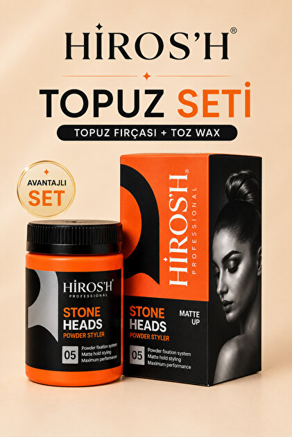 HİROS'H Profesyonel Topuz Fırçası Ve Saç Şekillendirici Toz Wax