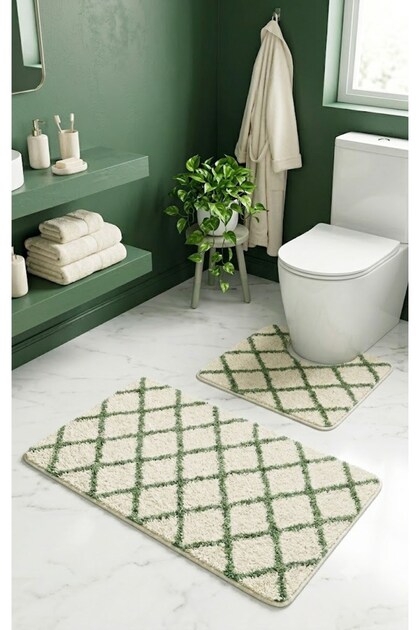 Royal Nordic 2-Piece 60X100 cm Latex Non-Slip Base Bath Mat Set Machine Washable Mat