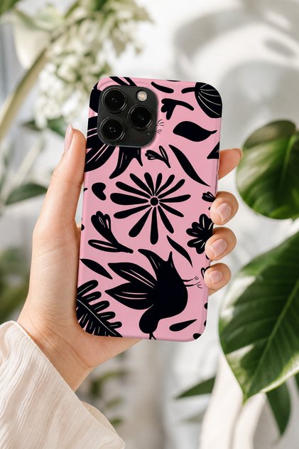 iPhone 15 Pro Max Compatible Launch Silicone Bird Pattern Shock Absorbing Case Pink
