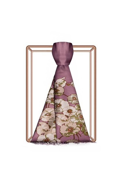 Spring Branch Patterned Silk Shawl 09352-Dried Rose
