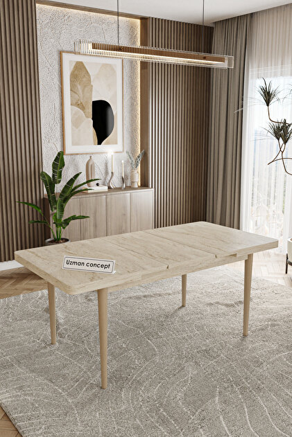 UZMHOME 80x130 Açılabilir Traverten Mutfak Masası Yemek Odası