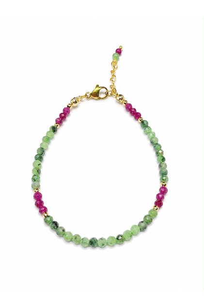 Ruby Emerald Stone Steel Apparatus Handmade Bracelet Natural Stone Bracelet