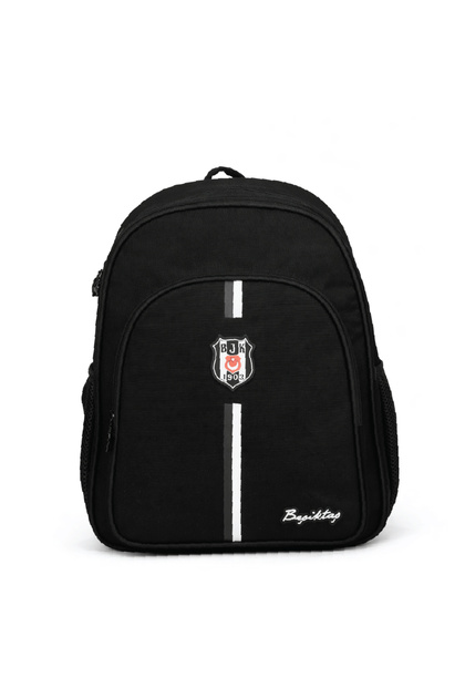 Licensed Canvas School Bag - Black and White Striped 3 Compartment Backpack
