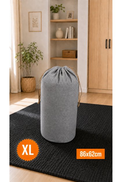 Gri Büzgülü Hurç XLarge 86x62 cm - Taşınma Çantası - Yorgan Yastık Çamaşır Saklama Torbası