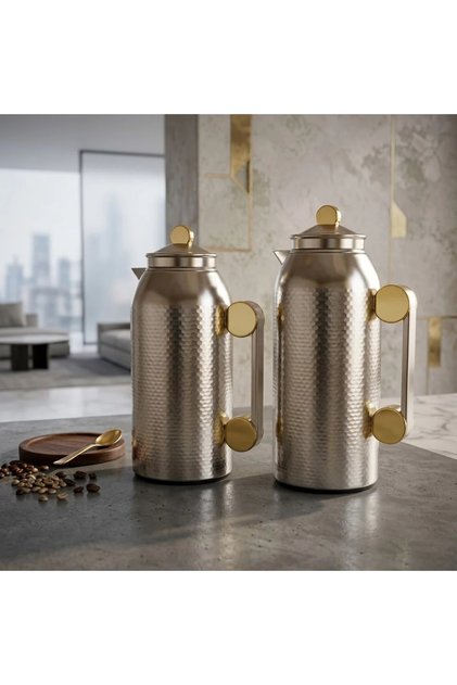 Trumus Stainless Steel Luxury Design Silver & Gold Color 1 + 1 Ltr Set