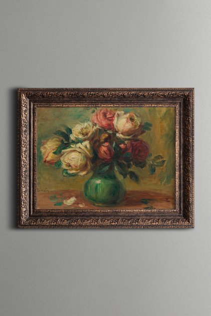 Roses in a Vase - Vintage Patterned Painting - Thick Model