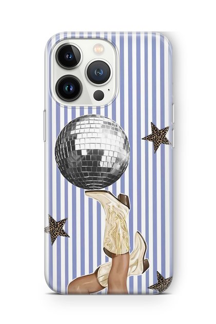 iPhone 14 Pro Max Compatible Disco Ball Pattern Transparent Phone Case