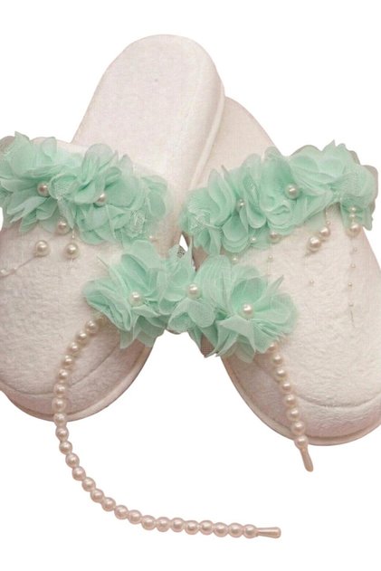 Floral Pearl Maternity Slippers and Pearl Maternity Crown Mother Hospital Set