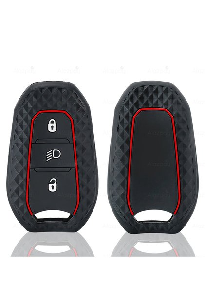 Silicone Key Case Cover for Peugeot 2008 3008 4008 5008 208 308 408 508 Rifter with Stripe Pattern(1 Pcs)