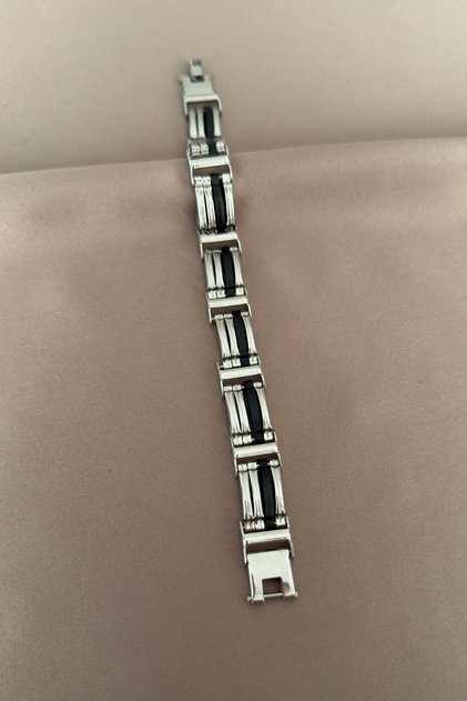 Single Black Stripe Detailed Men's Bracelet