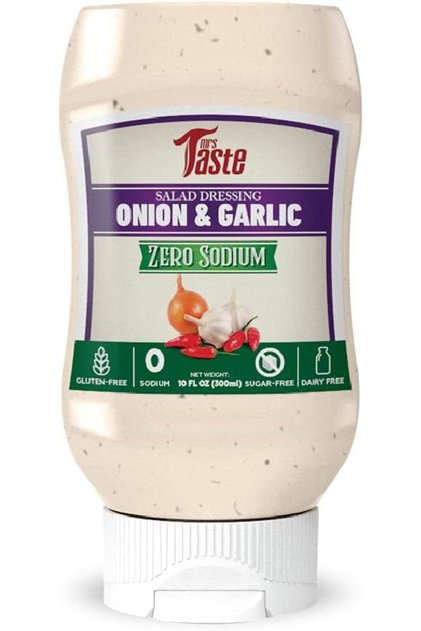 Sugar Free Onion & Garlic Salad Dressing, Zero Calories, Sodium, Sugar, High Fiber, Keto Friendly