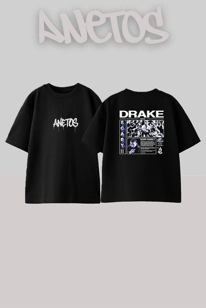 تي شيرت أسود كبير الحجم مطبوع بتصميم Drake Praying Hands_1