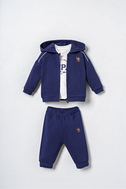 Baby Boy Navy Blue Embroidered Cardigan Set Usb3192-C-V1