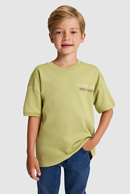 Boy's Green Crew Neck T-Shirt 50327030-Vr016