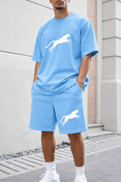 Men's Oversize Printed Shorts Set 100% Cotton Street Style Comfortable Fit