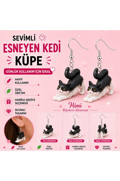 Cheerful Expanding Cat Animal Figure Dangle Earrings Lightweight Design Daily Use Bijouterie Children's Earring