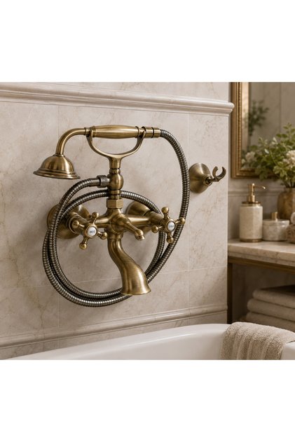 ANTİK PİRİNÇ KOÇ BANYO BATARYASI DUŞ SETİ