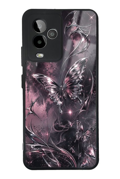 Gm 24 Pro Rose Chrome Butterfly Design Glossy Phone Case
