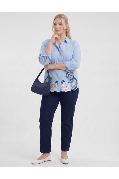 Appliqued Modal Tunic Light Aviator Blue