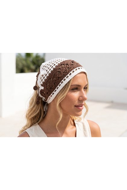 Tassel Detailed Crochet Woven Women's Bandana