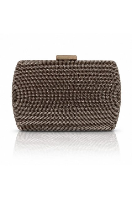 Women's Platinum (Smoked) Crystal Full Stone Half Moon Evening Dress Bag Boxed Night Portfolio
