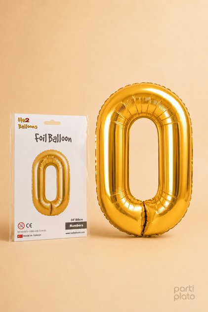 Gold Foil Balloon 0 Number 86 Cm, Helium Compatible Gold Color Large Number Balloon, Birthday Party Decoration