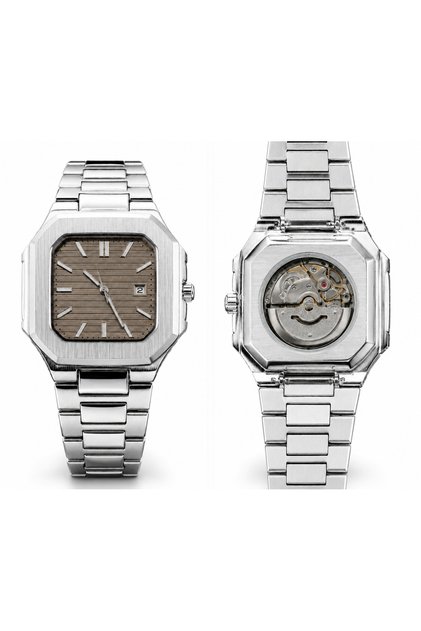 Original Premium Calendar Men's Wristwatch Silver Color Steel Band Japanese Movement