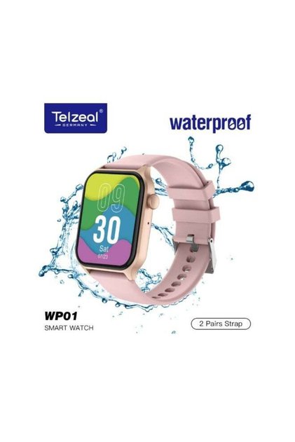 WP01 Waterproof Smart Watch with Full‑Touch Display, Fitness Tracker, 2 Interchangeable Straps, IP‑68 Water Resistance, Health Monitoring – Stylish Unisex Design- Brown