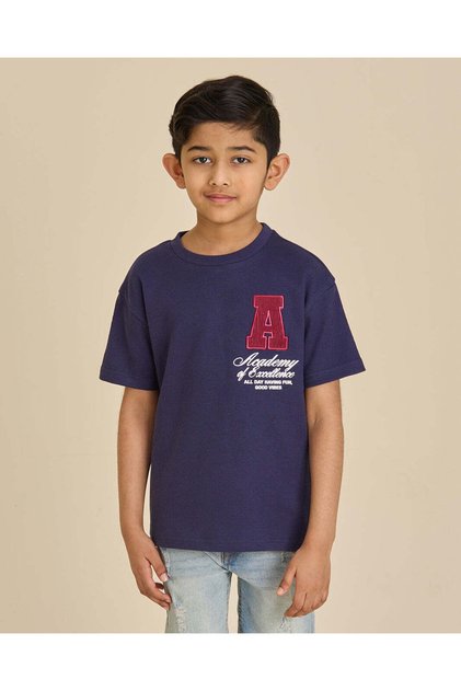 Boys Navy Applique Oversized T-Shirt