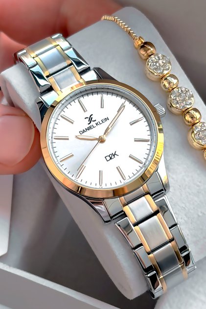 Orijinal Kadın Saat Gümüş Gold Renk - Çelik Kordon - Japon Makina - Su Geçirmez - Özel Kutulu DKBY2064C3