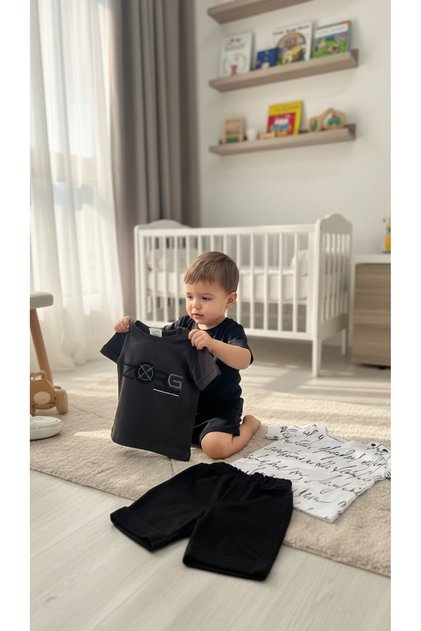 Baby Boy 3-Piece Set 2 T-Shirts 1 Shorts Summer Cotton Casual Set 9-12-15-18 Months