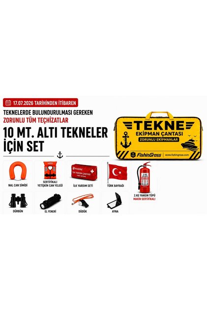10 Metre Altı Tekneler İçin Zorunlu Güvenlik Seti