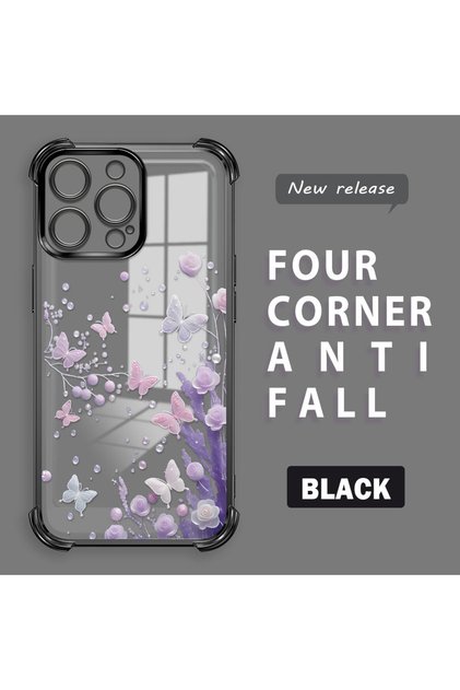 iPhone 14 Pro Max Compatible Transparent Back Four Corners Reinforced Impact Protection Silicone Case