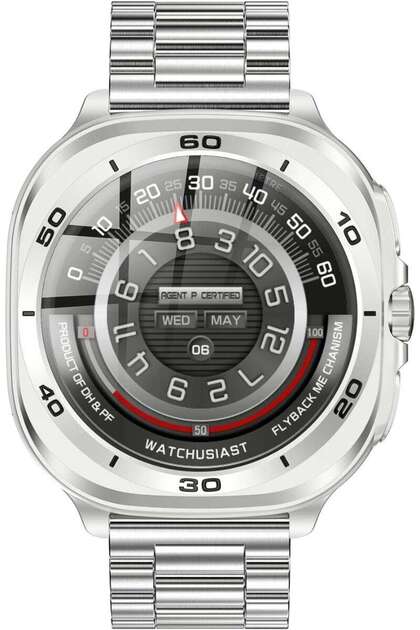 DOM 7 Smartwatch Silver Frame with Silver Metal Strap