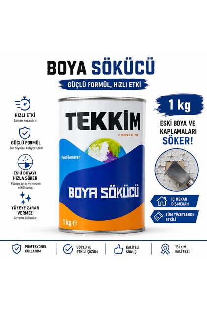 Boya Sökücü 1 Kg Güçlü Formül Metal Ahşap Duvar Yüzey Boya Temizleyici