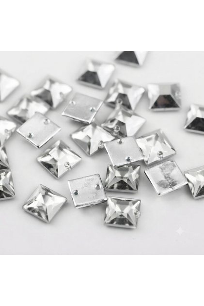 7 mm Silver Square Plastic Strut Stone 50 Pcs
