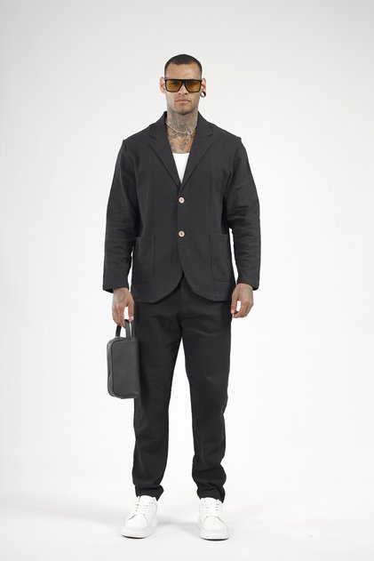 Trend Biz Slim Fit Cotton Linen Bottom-Top Set