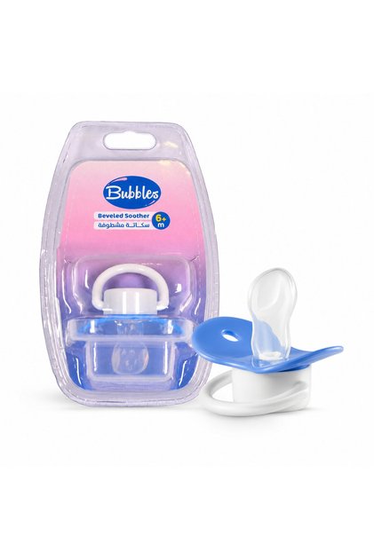 Babyliss Silicone Pacifier with Beveled Nipple and Protective Cover, from 6 Months - Light Blue