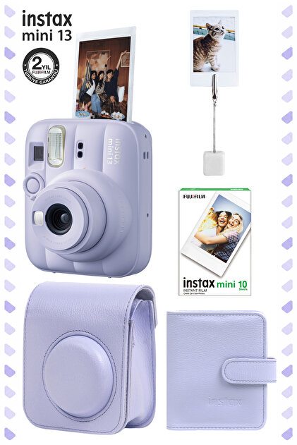 Fujifilm Instax Mini 13 Dreamy Purple Fotoğraf Makinesi Deri Çanta