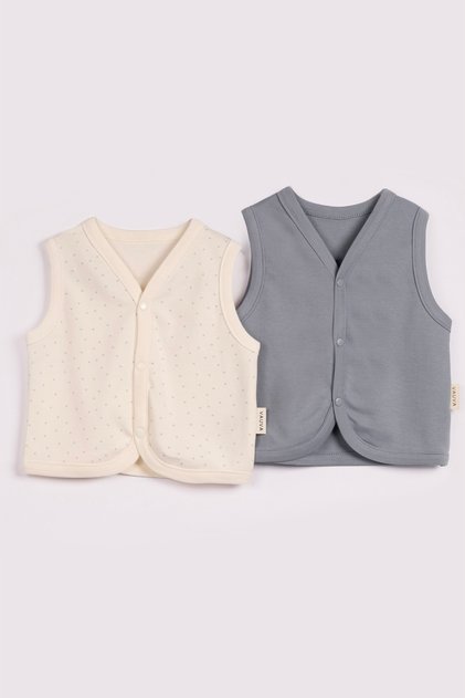 2-Piece Baby Vest Set 100% Cotton Soft Textured with Snap Fasteners for Girls and Boys 3-24 Months