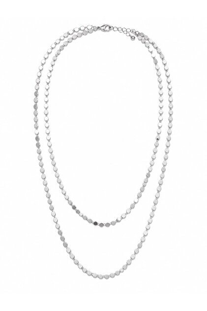 Special Series Quadrangle Long Chain Necklace-Silver-90Cm
