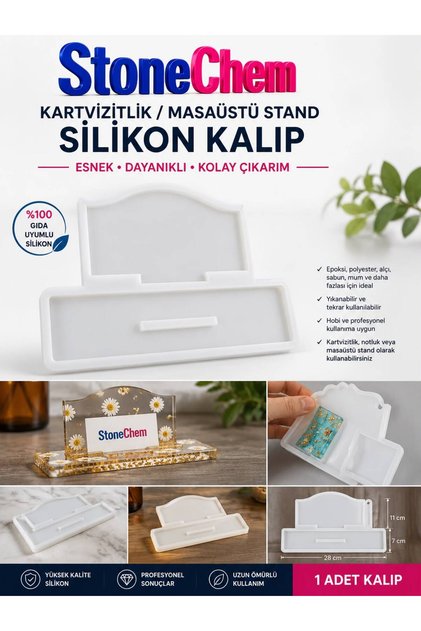 Epoksi Kartvizitlik Silikon Kalıp – Masaüstü Kartlık Reçine Kalıbı, Dekoratif Stand Kalıbı, Kendin Yap Hobi Kalıbı NO:1